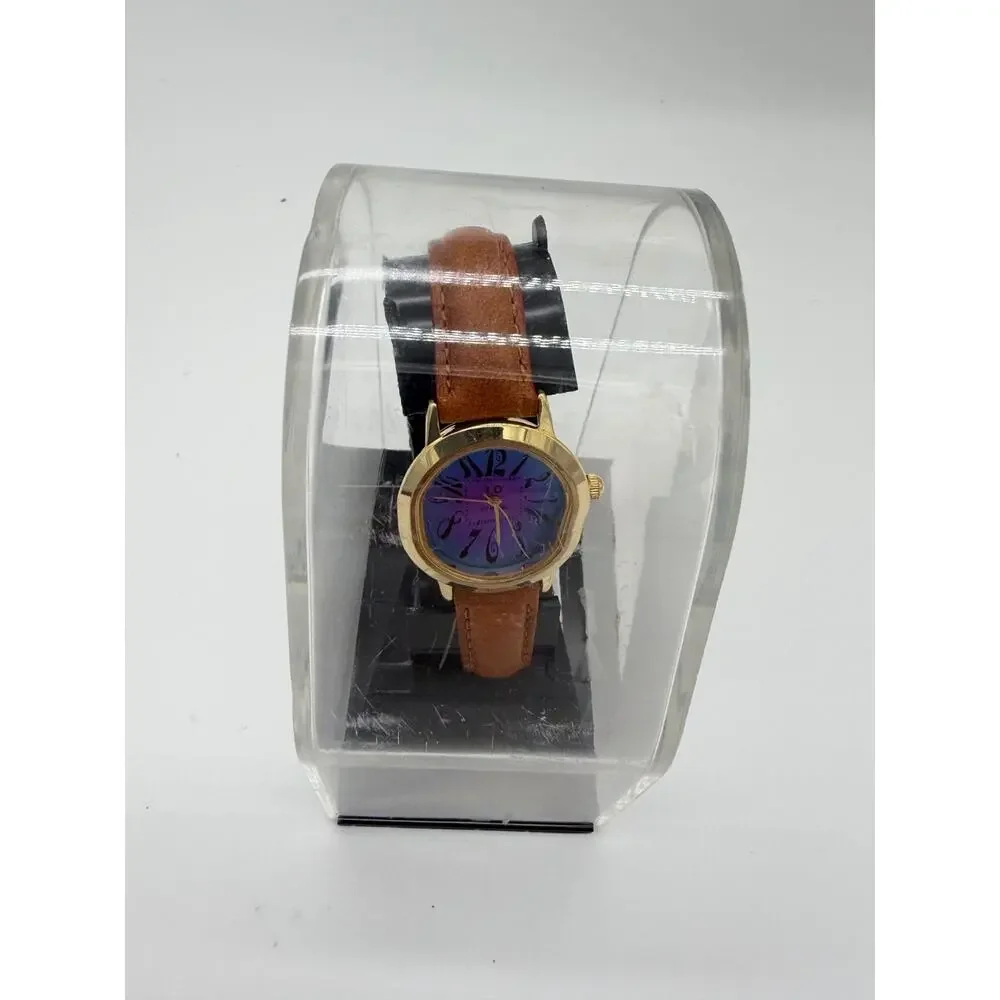 ID Titanium Watch Women Silver Gold Stainless Brown Leather Blue Purple Quartz